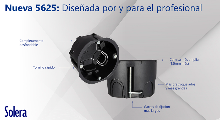 Nuevo diseño de la caja de mecanismos 5625 de Solera