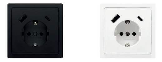 Style negro y blanco mate SCHUKO® doble USB A+C Power Delivery